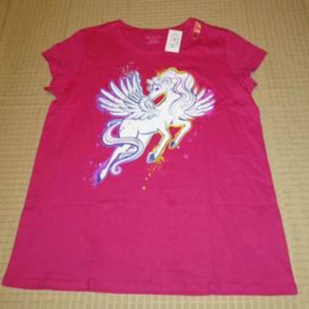 Children's Place girls Graphic Tee shirt pink flying horse size XXL16